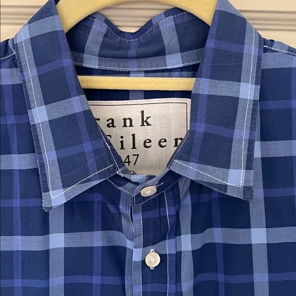 Frank & Eileen “Paul” Style Navy and Light Blue Checkered Shirt Medium - Picture 6 of 7